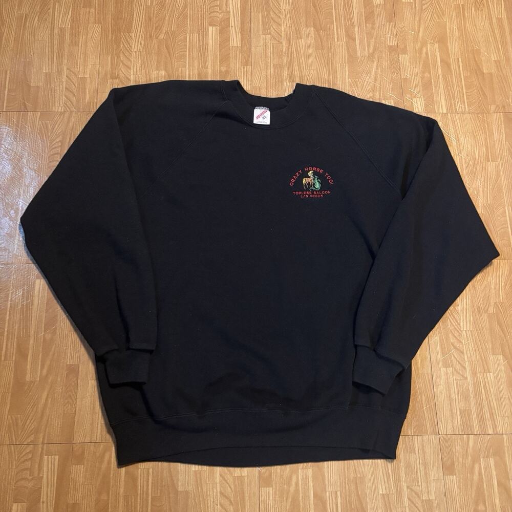 Vintage Crazy Horse Too Las Vegas NV Gentlemen's Club Black Sweatshirt 2XL